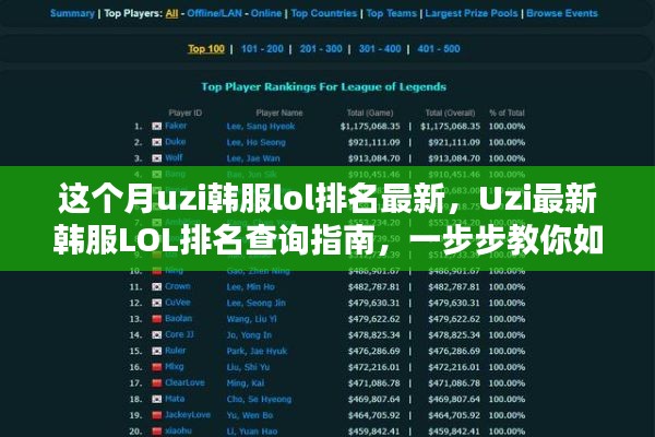 Uzi最新韩服LOL排名查询指南,追踪职业选手足迹的必备指南